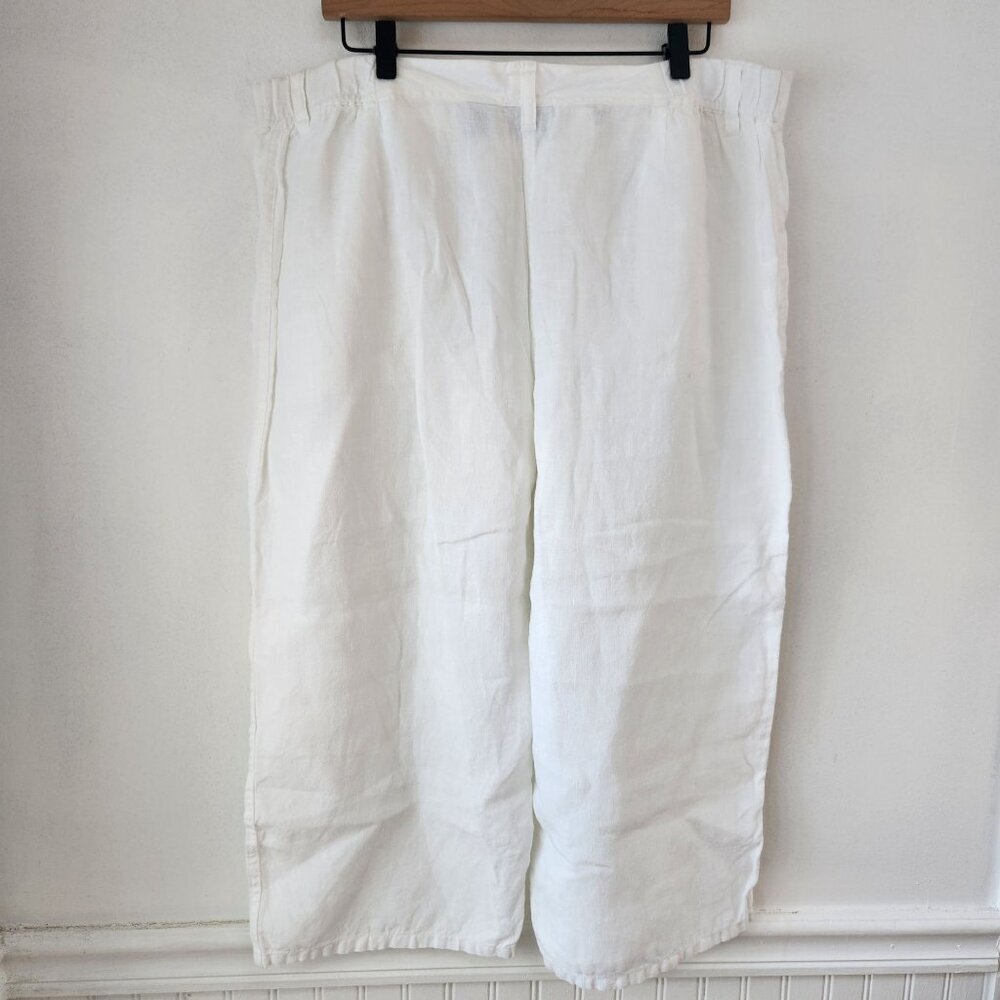 Chico's 100% Linen White Pants Cropped Ankle Beachy Lagenlook Women's 16 - Picture 2 of 6